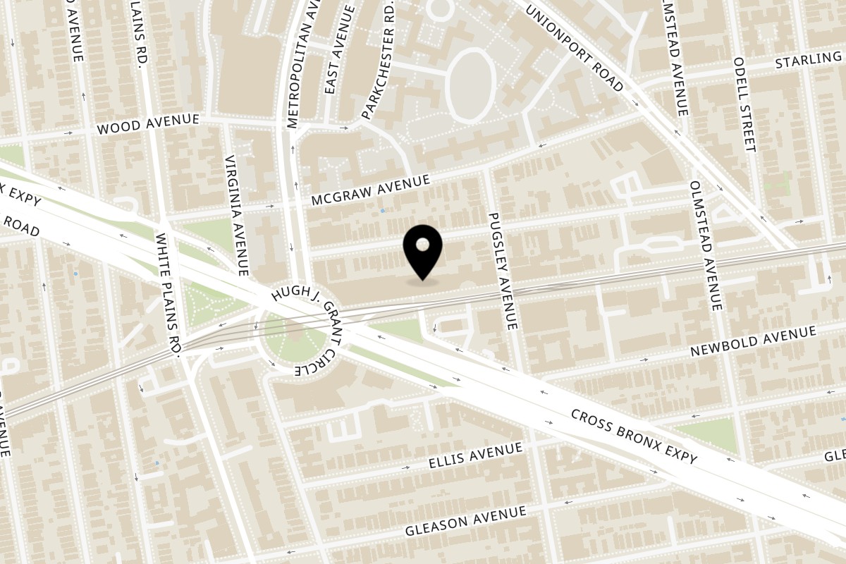 Map showing the location of Halalbee's Bronx on 1957 Westchester Ave in Bronx